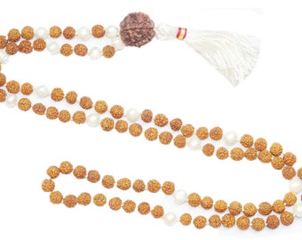 Meditation SHIVA SHAKTI Healing Meditation Mala Rudraksha Pearl Beads Japamala Yoga Necklace Sacred Geometry