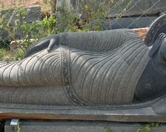 PRE ORDER-Natural Stone Buddha Garden Statue Reclining BUDHA Handcarved Granite Stone Zen Outdoor Meditating Sculptures