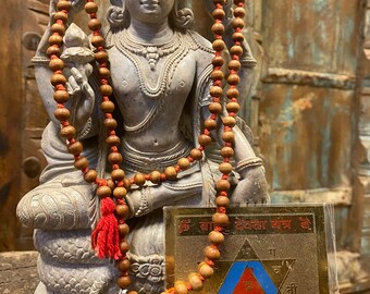 Yoga Of Interiors, Balance Altar - Vastu Devta Yantra, Sandalwood Malabeads, Sacred Geometry, Hand Knotted Mala, Deep Meditation