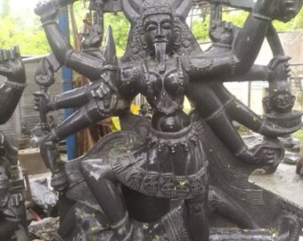 PRE ORDER-Natural Stone Kali Garden Statue Handcarved Granite Stone Zen Outdoor Meditating Sculptures