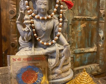 Spiritual Well Being Altar - Gayatri Yantra, Sri Yantra, Rudraksha Mala, Pearls Mala Jewelry Mala beads, Positive Energy, Sacred Geometry