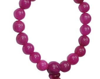 Pink Stone Beaded Stretch Handmade Round Beads Bracelet Yoga Energy Healing Stone Wrist Bracelet Men Women