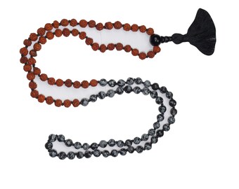 VEDAMALAS SMOKY OBSIDIAN Meditation mala for Protection Power Beads Rudraksha Mala Yoga Meditation Jewelry Necklaces
