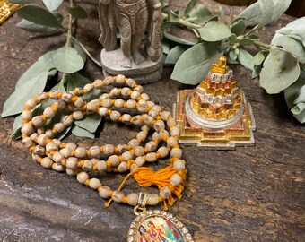 Vishnu Altar, Radha Krishna Pendant Prosperity Tulsi Japa Mala Beads, Brass Meru Yantra, Remove Negative Energies