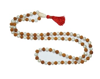 Shiva Shakti Mala Beads Clearing Energies Moon Pearl Rudraksha Goodvibes Spiritual Necklace