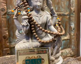 Fulfill Desires Altar, Sarva Manokamna Prapti Yantra, Bodhi Seed Buddhist Wrap Around Bracelet, Sacred Geometry Mala Beads