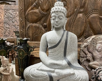 Granite Buddha Statue, Handcarved Garden Budha, Meditating Buddha, Unique Sanctuary Décor