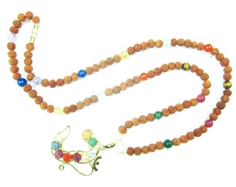 Navgraha Mala Beads Necklace Chakra Stone Rudraksha Om Magnificence Pendant Yoga Jewelry