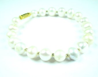 Womens Bracelet Faux Pearls Accent Off White Stretch Wrist Bracelets Jewelry, Gift for Her