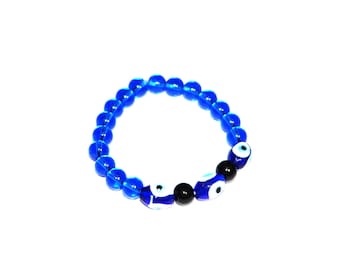 Mindful Evil Eye Bracelet, Yoga Wrist Mala Beads, OLD WORLD Spirituality Mala Protection Yoga Jewelry