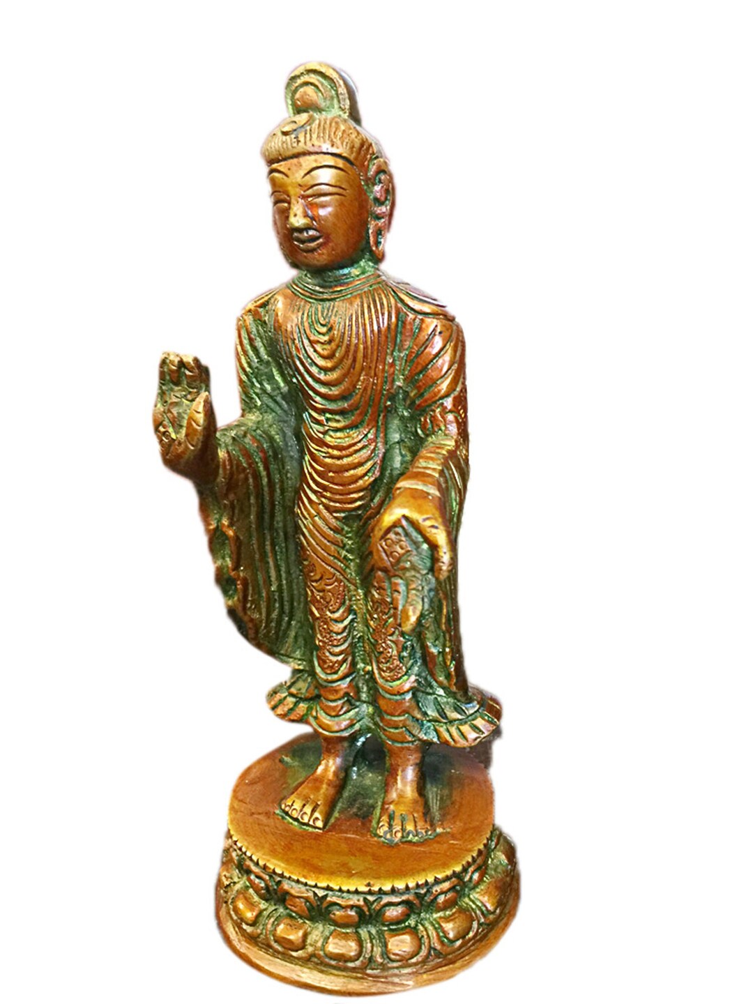 Indian Vintage Vitarka Mudra Standing Buddha Brass Statue Yoga - Etsy