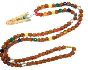 Sacred Geometry Nine Planets Navgraha Prayer Chakra Mala Necklace with Pendent Empowers Good Effects of All Planets for Vedic energy