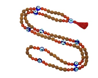 Rudraksha with Chakra Carnelian Mala to Increase Personal Power and Physical Energy