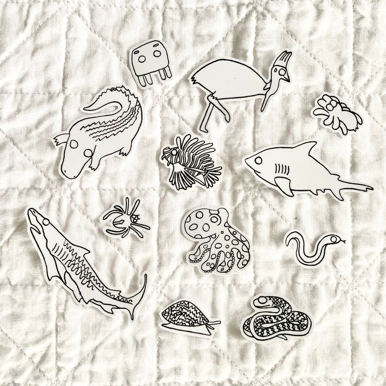 Australian Sticker Set Australian Animals Sticker Set Animal Sticker Pack Aussie Sticker Pack Black and White Sticker Dangerous Animals