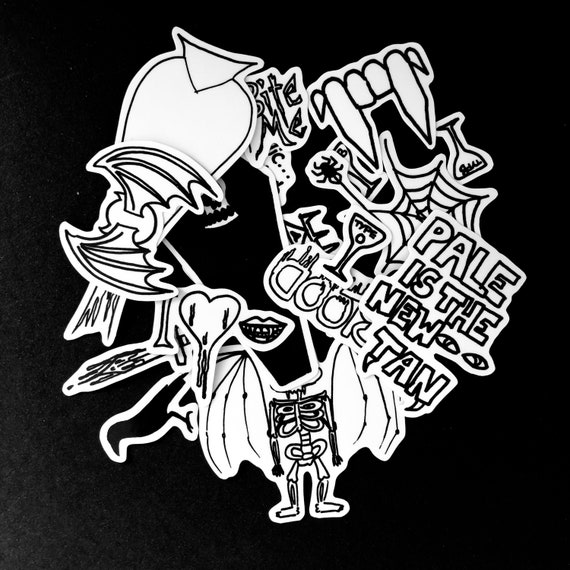 Items Similar To Vampire Lover Sticker Set Black And White