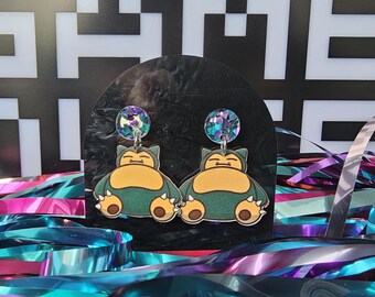 Snorlax-oorbellen - Pokemon-geïnspireerde statement-sieraden - Kawaii-cadeau