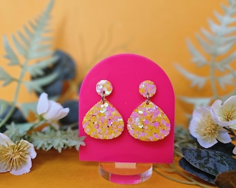 Mini druppelvormige glitter-hangoorbellen – statement feestsieraden - cadeau