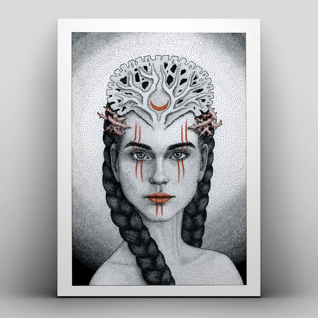 Fine Art Dot Art / Pointillism / Wall Decor / Fine Art Print / Selene