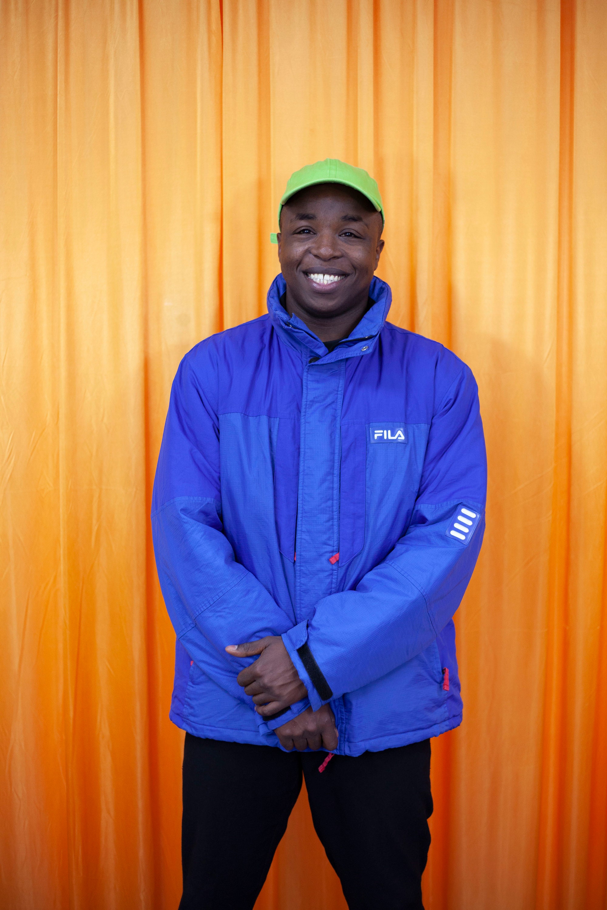 Image of Vintage 90S Fila Winter Coat Bright Blue Padded Fleece Sport Size Xxl