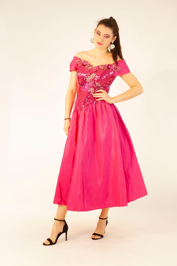 bright pink party dress