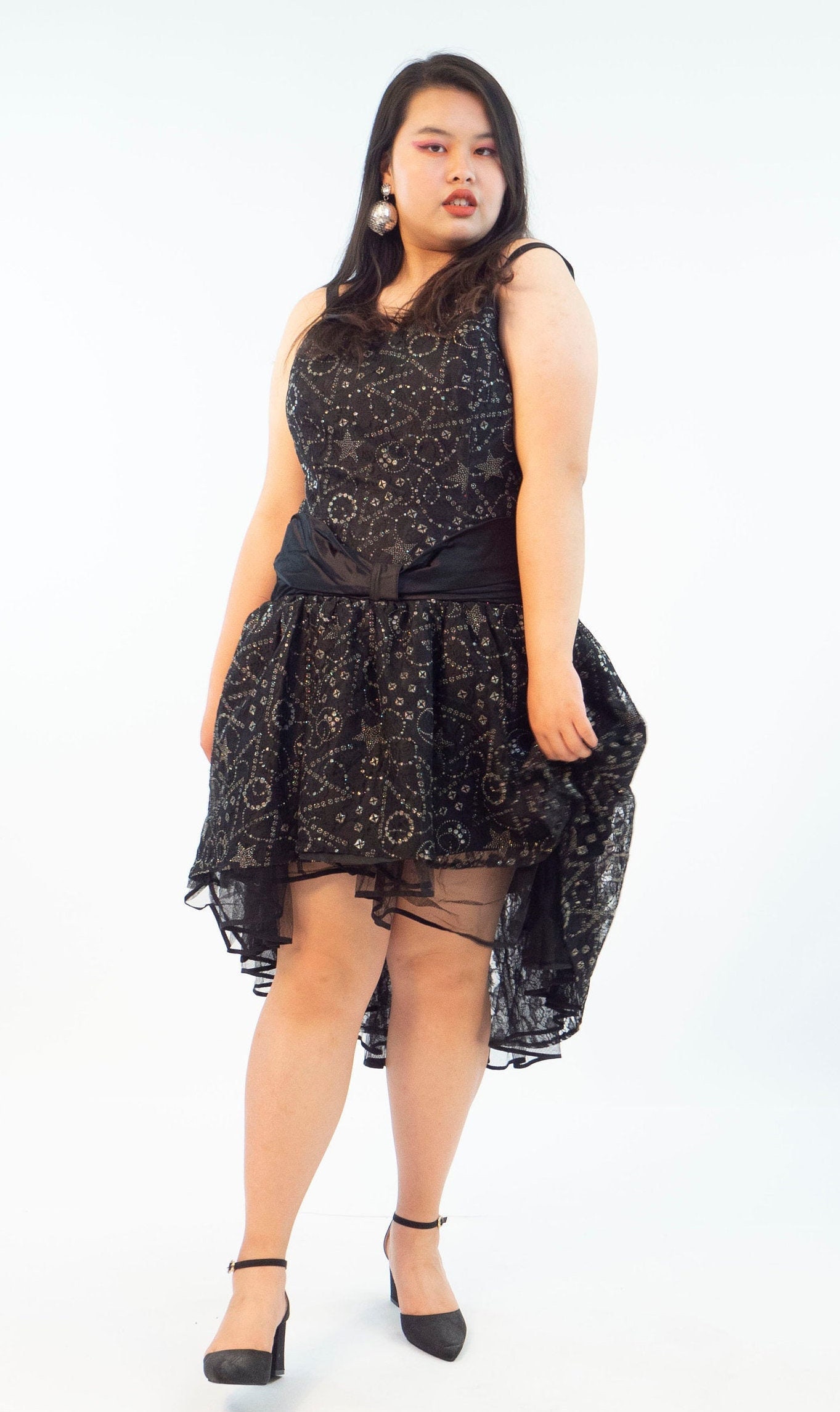 black dress with silver stars