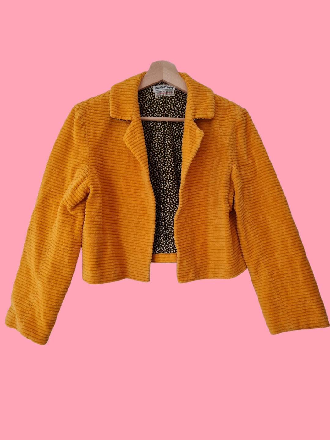 Vintage Mustard Yellow Corduroy Cropped Blazer Jacket Size 8 Etsy