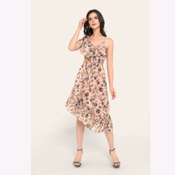 pastel pink midi dress