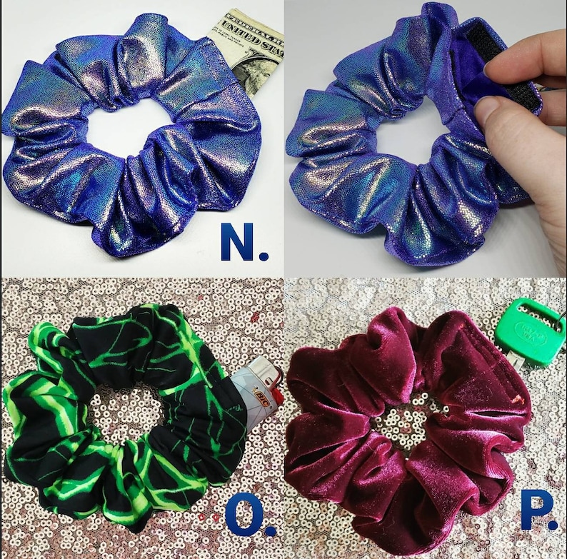 PAIR of 2 Stash Scrunchies Hidden Pocket Hair Scrunchie Etsy