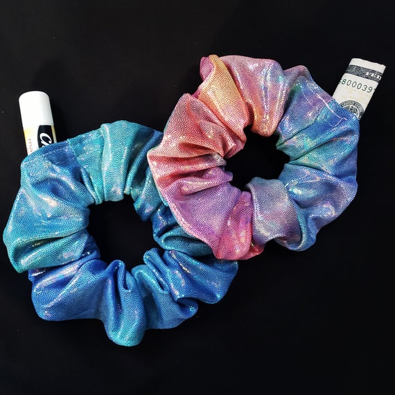 PAIR of 2 Stash Scrunchies Hidden Pocket Hair Scrunchie Etsy