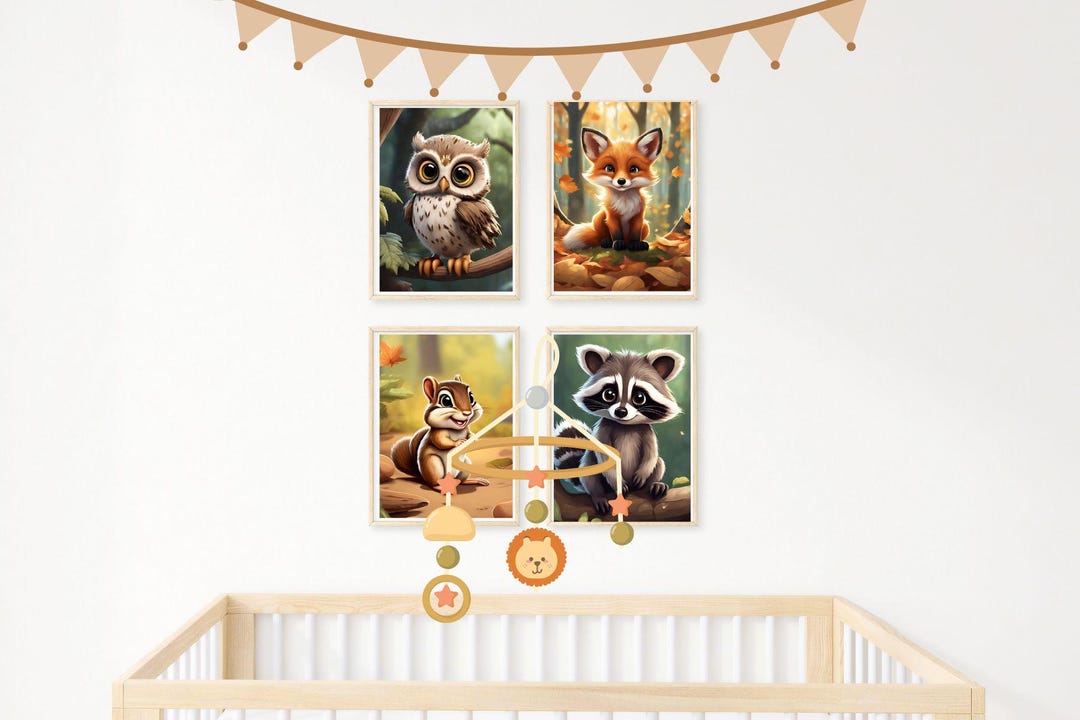 Woodland Nursery Prints Set of 4 Baby Animals Print | Animal Prints for ...