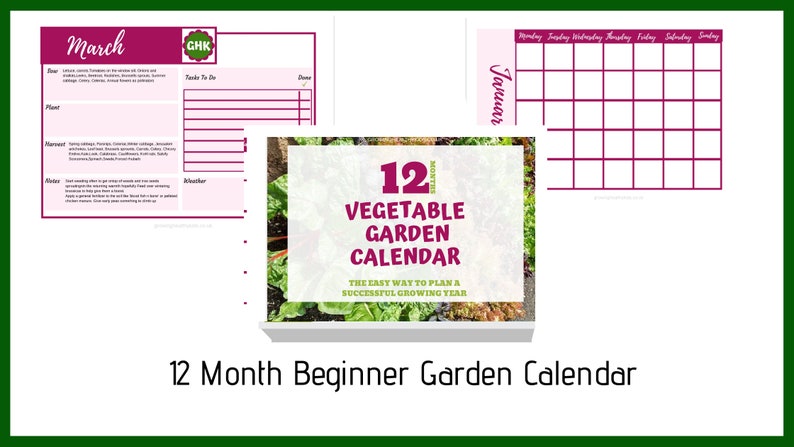 Printable Vegetable Garden Planning Calendar. Monthly Planner and Tasks ...