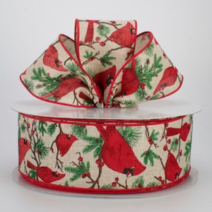 2,5-Zoll-Weihnachtskardinäle-Band: Hell-Natur (5 Yards)