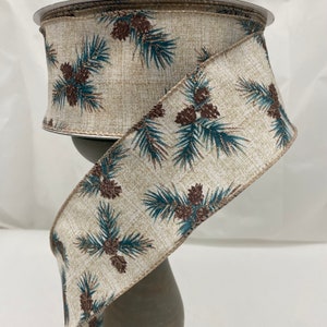 Tannenzapfen Winterband 50 x 5 yds. Band mit Drahtrand