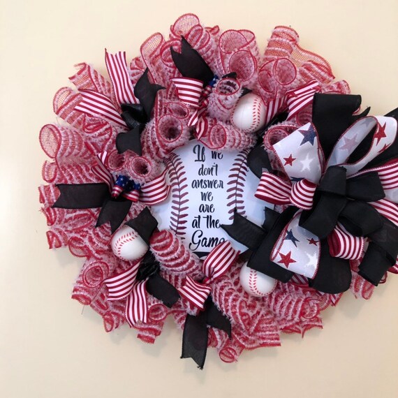 Baseball Wreath Front Door Wreath Fathers Day Wreath Spring Etsy