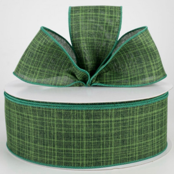 2.5” Estelle Textured Linen Ribbon: Emerald Green (5 Yards)