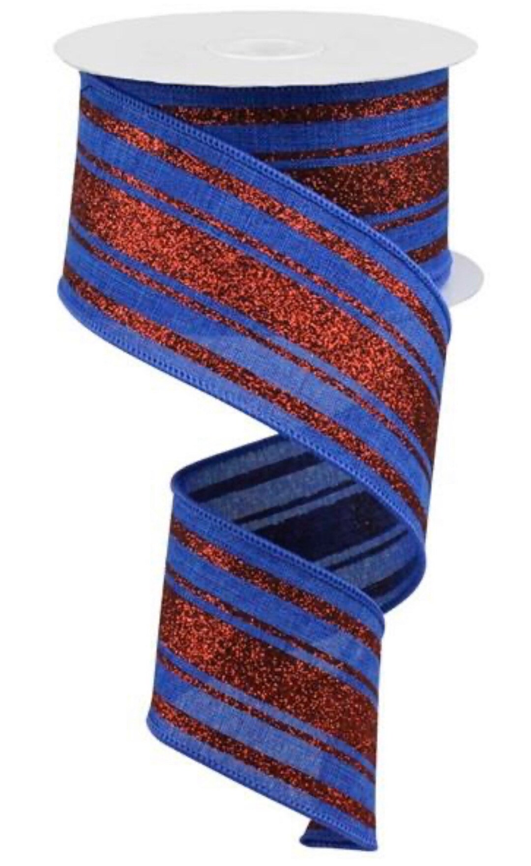 2.5” Glitter Farmhouse Stripe Ribbon-royal Blue/red RGA114125 - Etsy