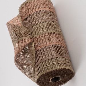 10” Poly Burlap Stripe Mesh: Moss, Brown, Natural