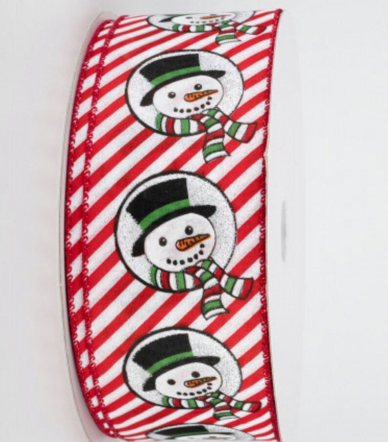 2.5 Snowman Head & Diagonal Stripes Ribbon: (5 Yards) - Etsy