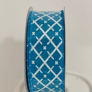 1.5" Nastro Argyle glitterato: Turchese & White (10 Yards)