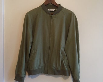 Raw Silk Olive Green Bomber Jacket