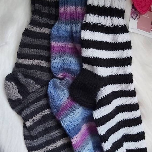 Chaussettes en tricotés fait main femme, homme, Handmade  tricotés chaussettes