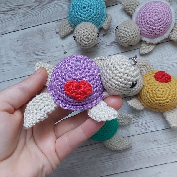 Tortue en crochet, Tortue porte-clés, bijoux de sacs, cadeaux métrés