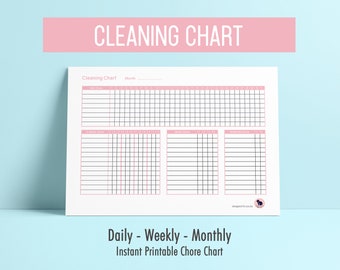Reinigingsschema | Roze karweikaart | Afdrukbaar reinigen | ADHD-vriendelijk | Karweiplanner | Afdrukbaar karwei | Huishoudplanner | downloaden