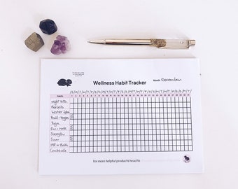 Wellness Habit Tracker | Health Printable | Pink Habit Tracker | Habit Chart | Wellness Printable | Bunny Stationery
