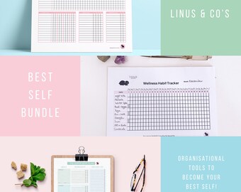 The Best Self Bundle | Organisation Bundle | Planning Bundle | Cleaning Tracker | Chore Charts | Home Organisation Printable | NY Resolution