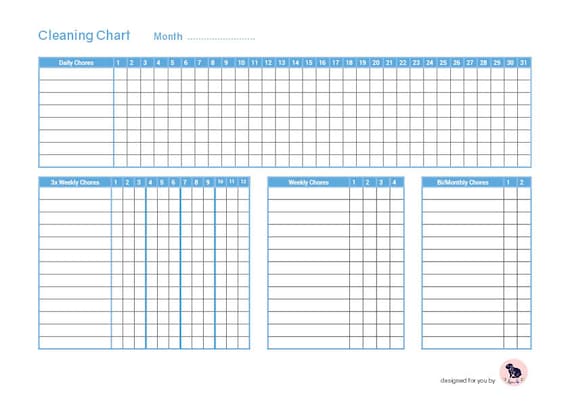 Daily Weekly Monthly Cleaning Chart