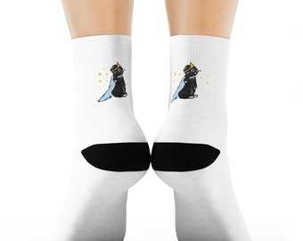 Bunny Crew Socks Linus Bunny Socks - Unisex Socks | Bunny Socks | Rabbit Socks | Cute Print Socks | White Socks | Gifts For Her Him Them
