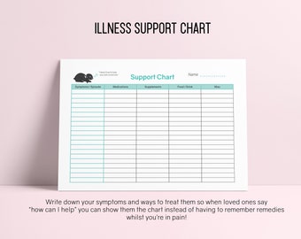 Chronic Illness Help Chart | Instant Download | Printable Chart | Medical Support Planner | Carer Chart | Support Chart | Wellness Planner