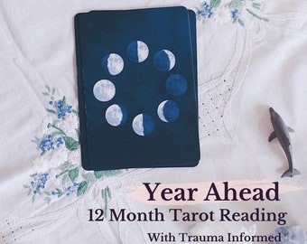 Year Ahead - 12 Month Tarot Reading | New Year Tarot Reading | Trauma Informed Tarot | Wellness Tarot |Counselling Mentoring Tarot