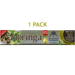 Essential Palace - Organic Moringa Toothpaste - Paraben Free - Fluoride Free - Vegetable Base - 5 IN 1 Organic Ingredients - 6.5 OZ 1 Pack